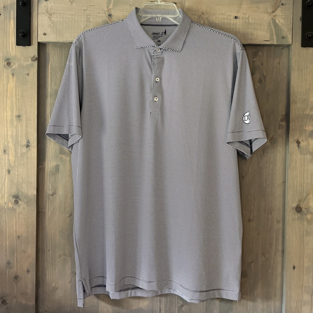 Johnnie-O Performance‎ Jersey Polo Lyndon Stripe Navy Men's Size XL Logo Golf